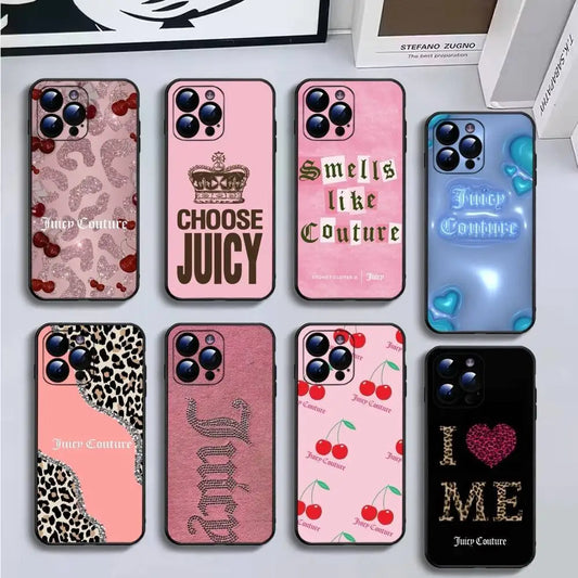 Juicy couture leopard Wallpaper Phone Case For iPhone16,15,14,13,12,11 Plus,Pro Max,XS,X,XR,SE,Mini,8,7,Soft Black Cover