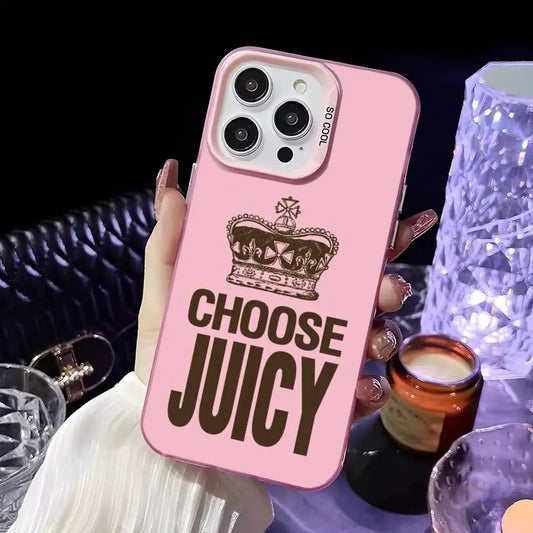 Juicy couture leopard Wallpaper Phone Case For iPhone 16,15,14,13,12,11,Mini,Pro,MAX Pink Matte Shockproof Cover