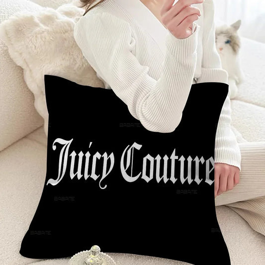 Fashion J-juicy-couture Pillow Covers Cartoon Sofa Decorative Home Double-sided Printing Short Plush Cute Cushion Cover